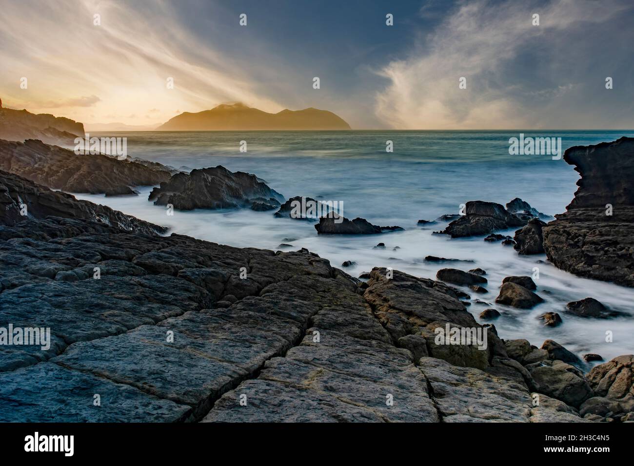 Panoramic of the Cantabrian Coast Stock Photo