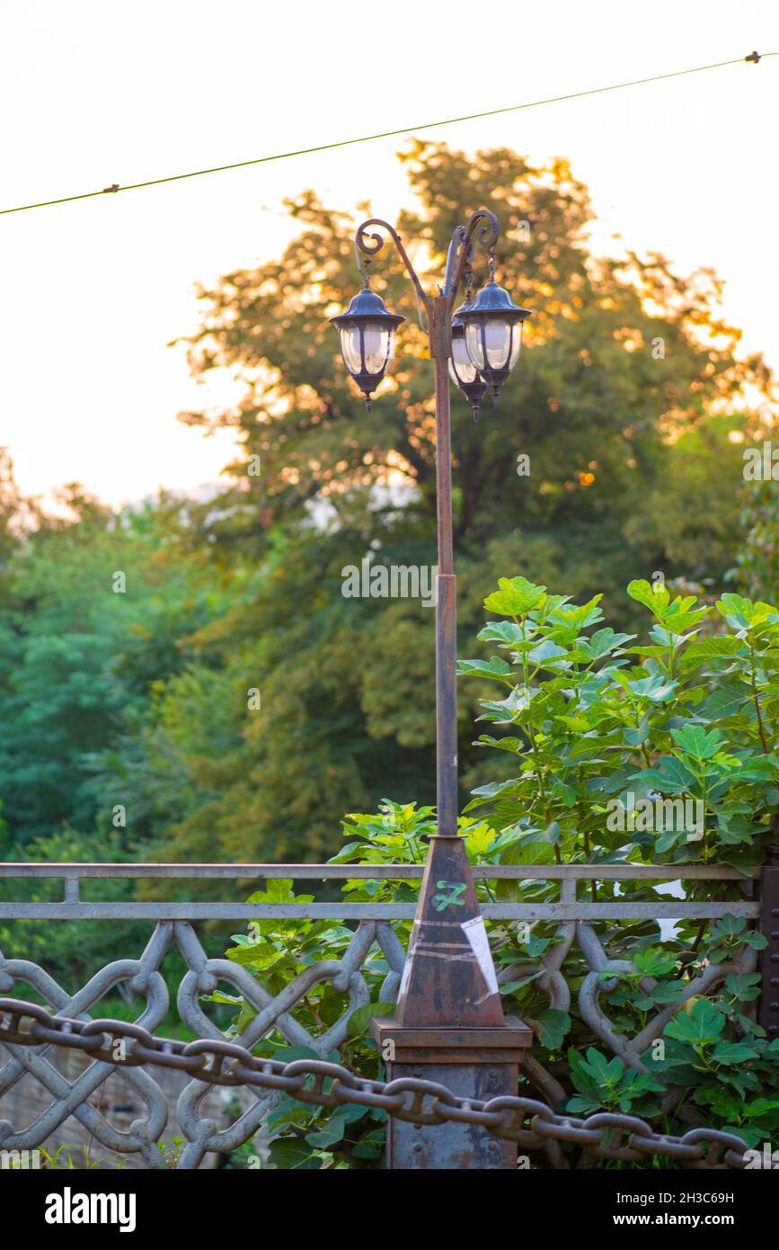 three-piece lanterns on the bridge in georgia Stock Photo