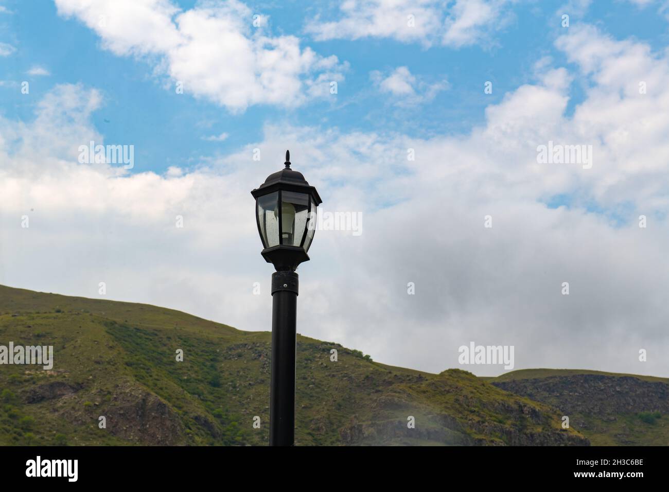 lantern on the background of the sky with clouds Stock Photo