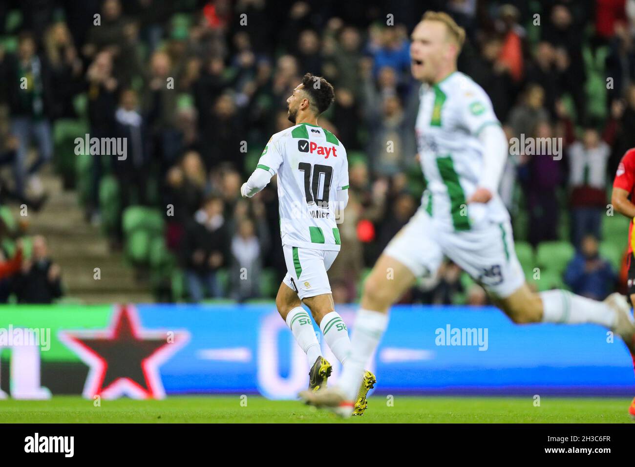 Groningen Netherlands October 27 Daleho Irandust Of Fc Groningen Is Celebrating His Goal 2 0 During The Dutch Toto Knvb Cup Match Between Fc Groningen And Helmond Sport At Euroborg On October