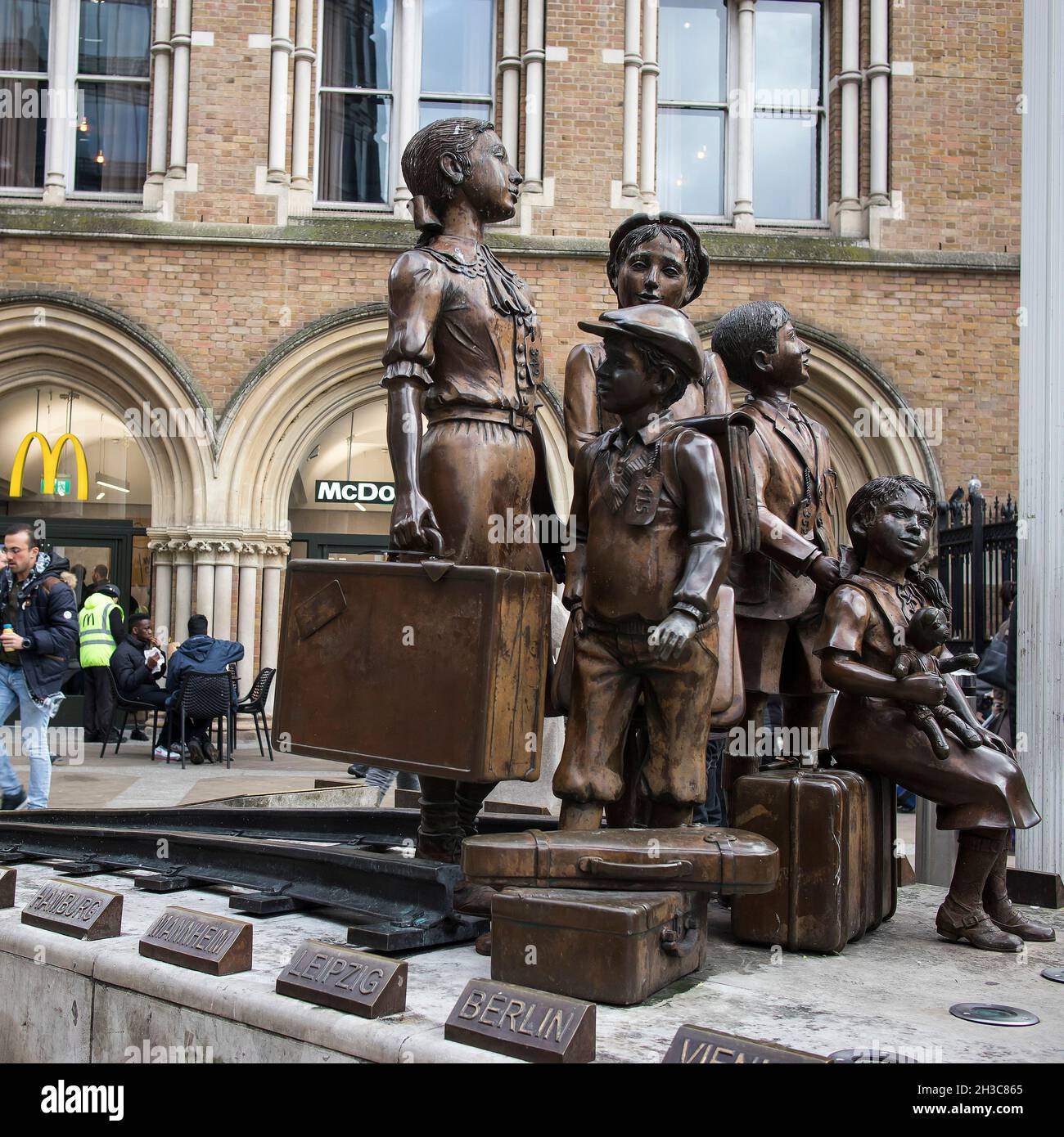 London, UK - 20 November 2020, Kindertransport memorial at Liverpool street station in London, United Kingdom. Stock Photo