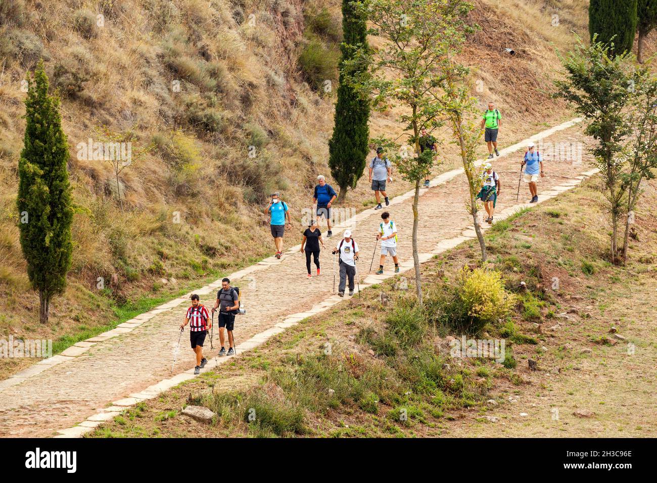 Pilgrims walking the spanish camino de santiago the way of st james
