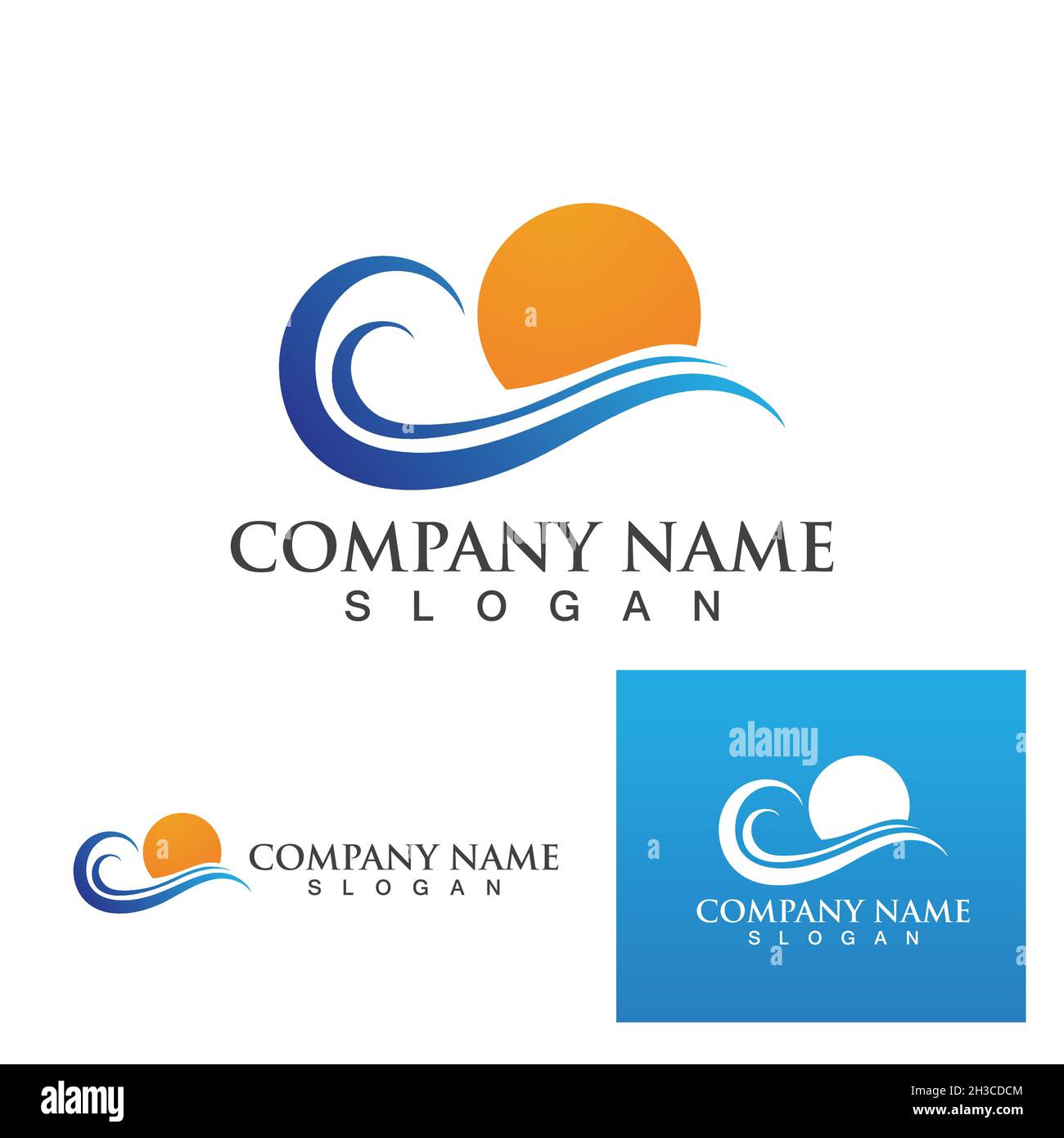 Water wave and sun icon vector illustration design logo Stock Vector ...