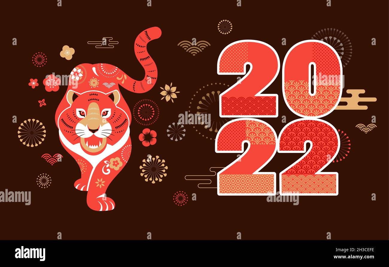 Chinese New Year 2022 Year Of The Tiger Chinese Zodiac Symbol Lunar New Year Concept Modern 3672