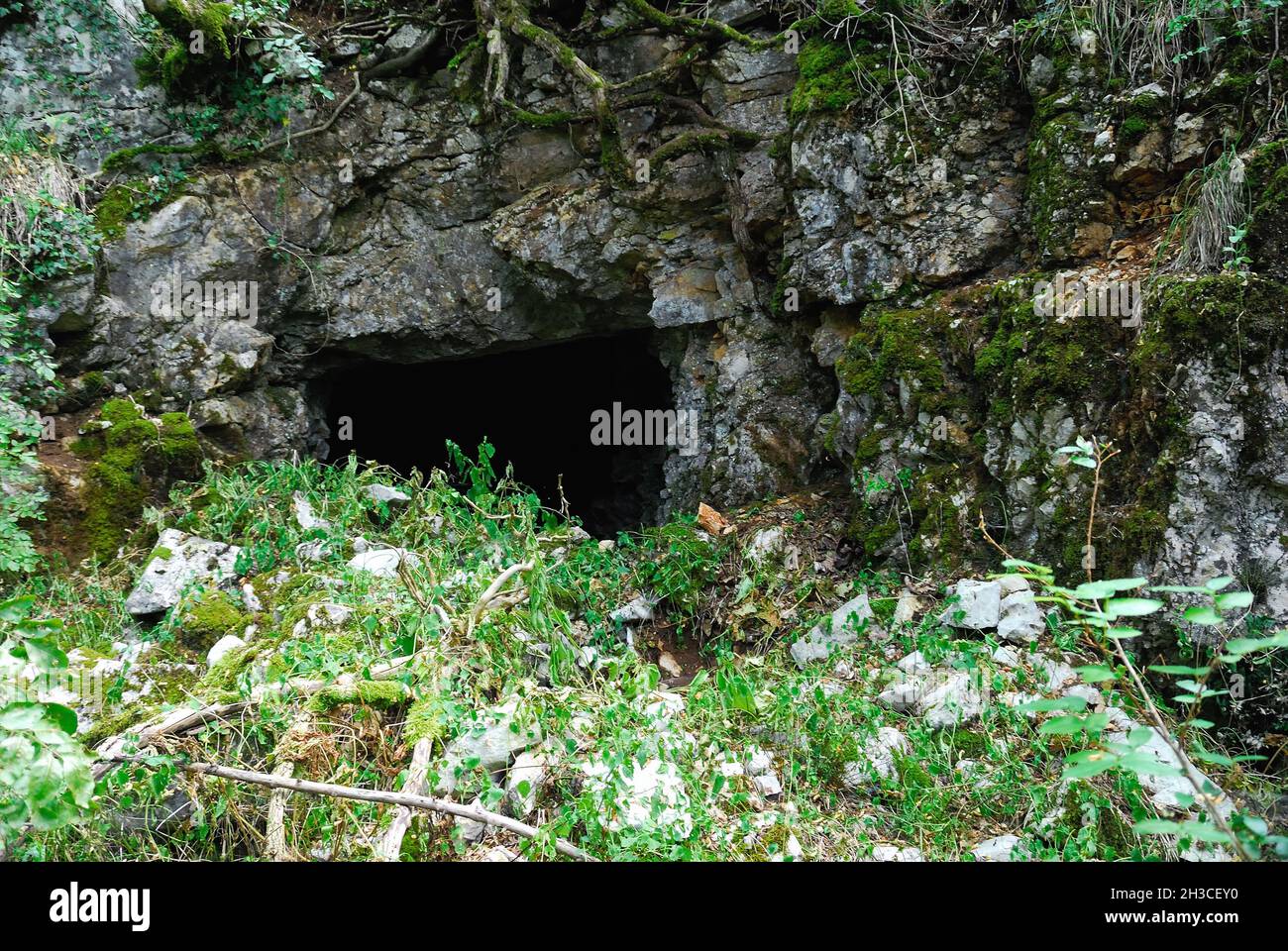 Lokvica (SLO) . In the caverns of the 'Dolina Oneglia', the Italian 4th Division (Brigate Acqui and Novara) had their headquarters. Stock Photo