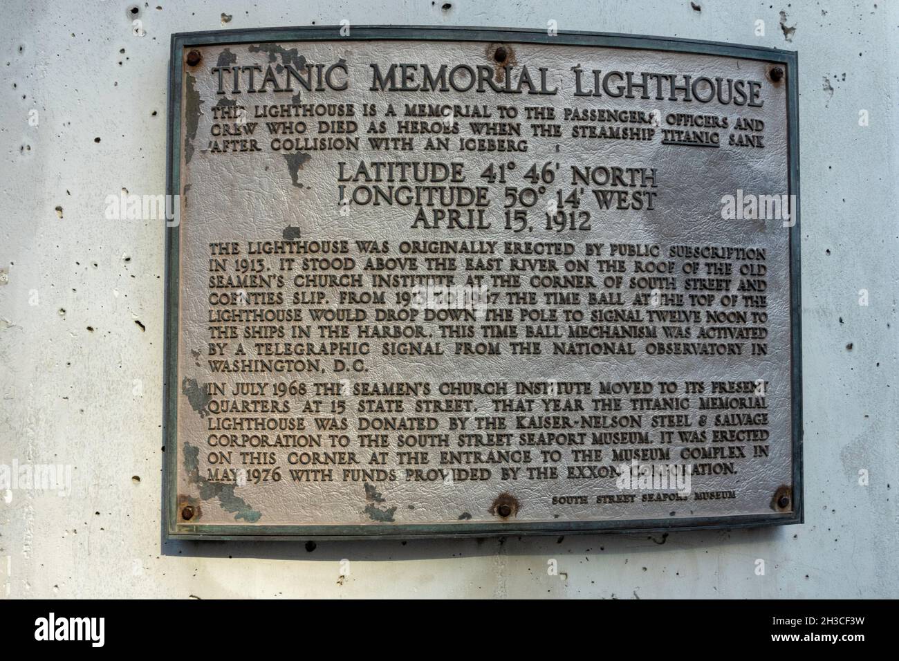 The Titanic Memorial Lighthouse, South Street Seaport, NYC, USA, 2021 Stock Photo
