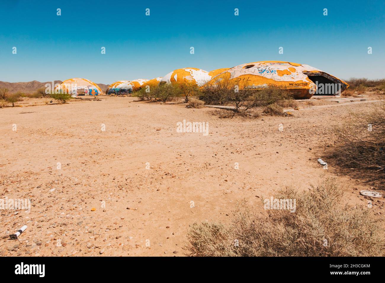 The Domes at Casa Grande, Arizona. Built in the 1970s as a computer manufacturing factory, but were never completed and have since remained abandoned Stock Photo