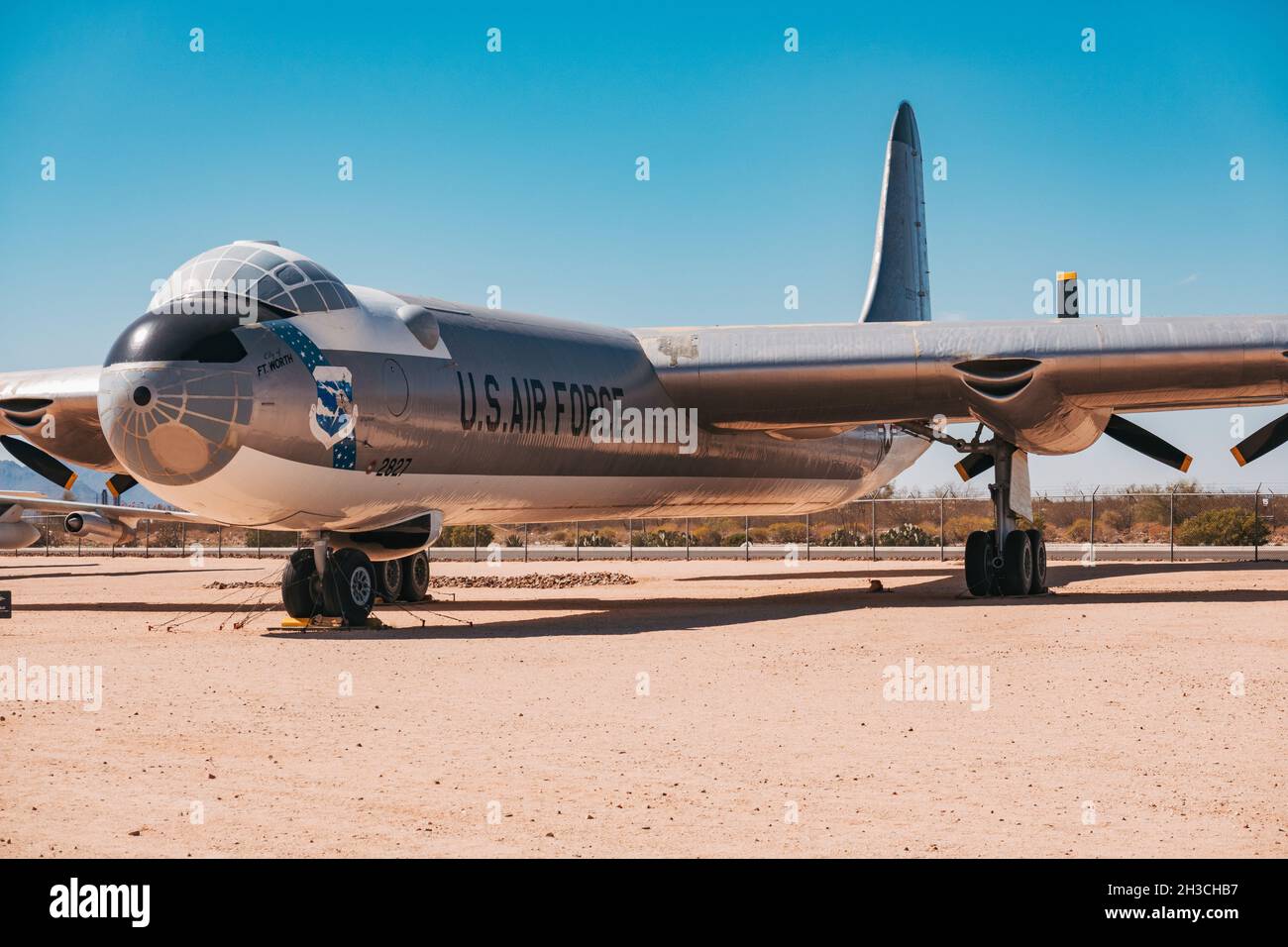 a retired Convair B-36 Peacemaker at the Pima Air & Space Museum, Arizona, USA. It is the largest mass-produced piston aircraft ever built Stock Photo