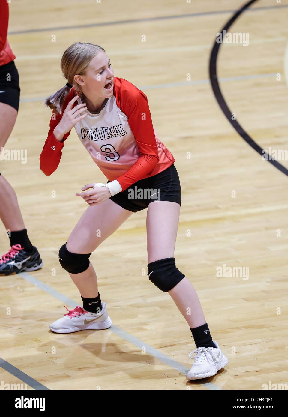 Volleyball action with Mullan vs Kootenai High School in Coeur d'Alene