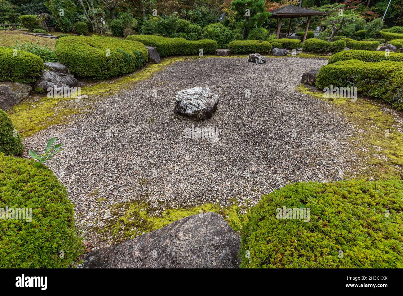 Daichiji Garden - It is said that the beginning of the temple the area was formed by Gyoki.  The name of the temple is also derived from Shinji-no-Ike Stock Photo