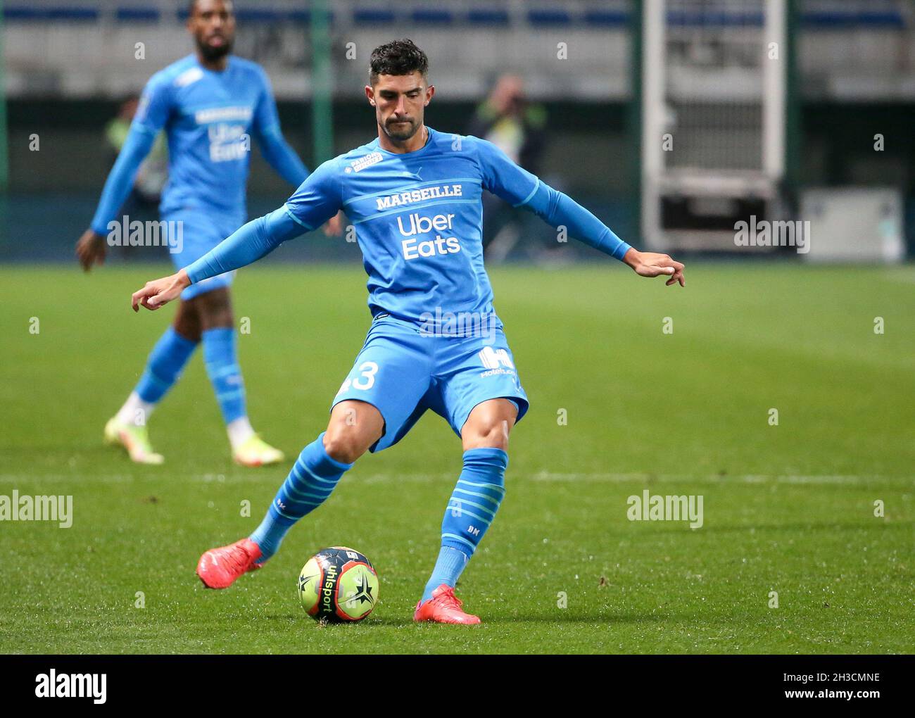 Alvaro Gonzalez of Marseille during the French championship Ligue 1 football match between OGC Nice (OGCN) and Olympique de Marseille (OM) on October 27, 2021 at Stade de l'Aube in Troyes, France - Photo Jean Catuffe / DPPI Stock Photo