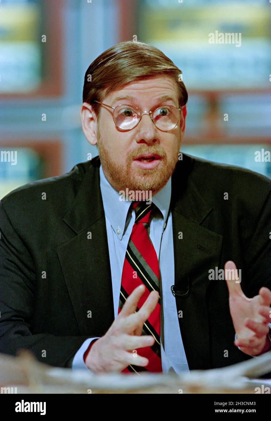 Former U.S. Food and Drug Administration commissioner Dr. David Kessler discusses the tobacco settlement during NBC's Meet the Press television show June 22, 1997 in Washington, D.C. Stock Photo