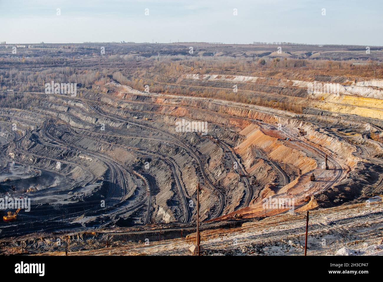 Open pit mine in mining and processing plant. Stock Photo