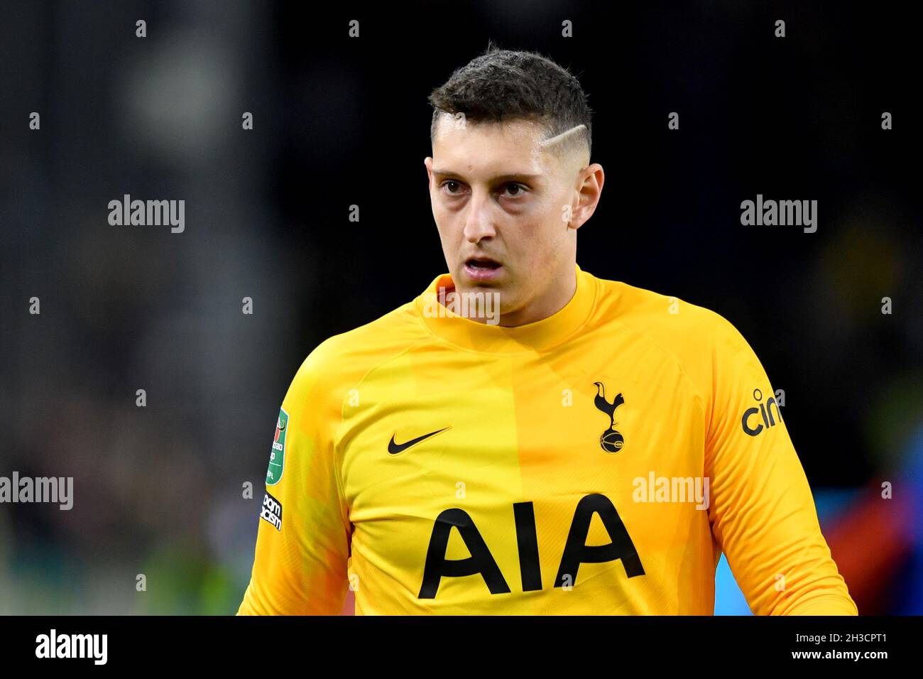 Tottenham Hotspur goalkeeper Pierluigi Gollini during the The EFL Cup match, currently known as the Carabao Cup, between Burnley and Tottenham Hotspur at Turf Moor, Burnley, UK. Picture date: Thursday October 28, 2021. Photo credit should read: Anthony Devlin Stock Photo