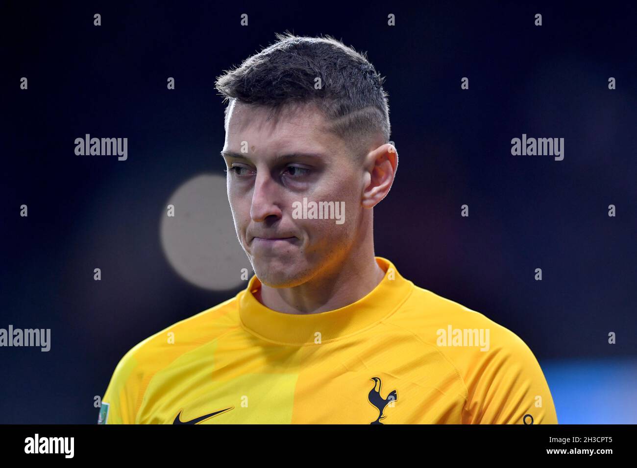 Tottenham Hotspur goalkeeper Pierluigi Gollini during the The EFL Cup match, currently known as the Carabao Cup, between Burnley and Tottenham Hotspur at Turf Moor, Burnley, UK. Picture date: Thursday October 28, 2021. Photo credit should read: Anthony Devlin Stock Photo