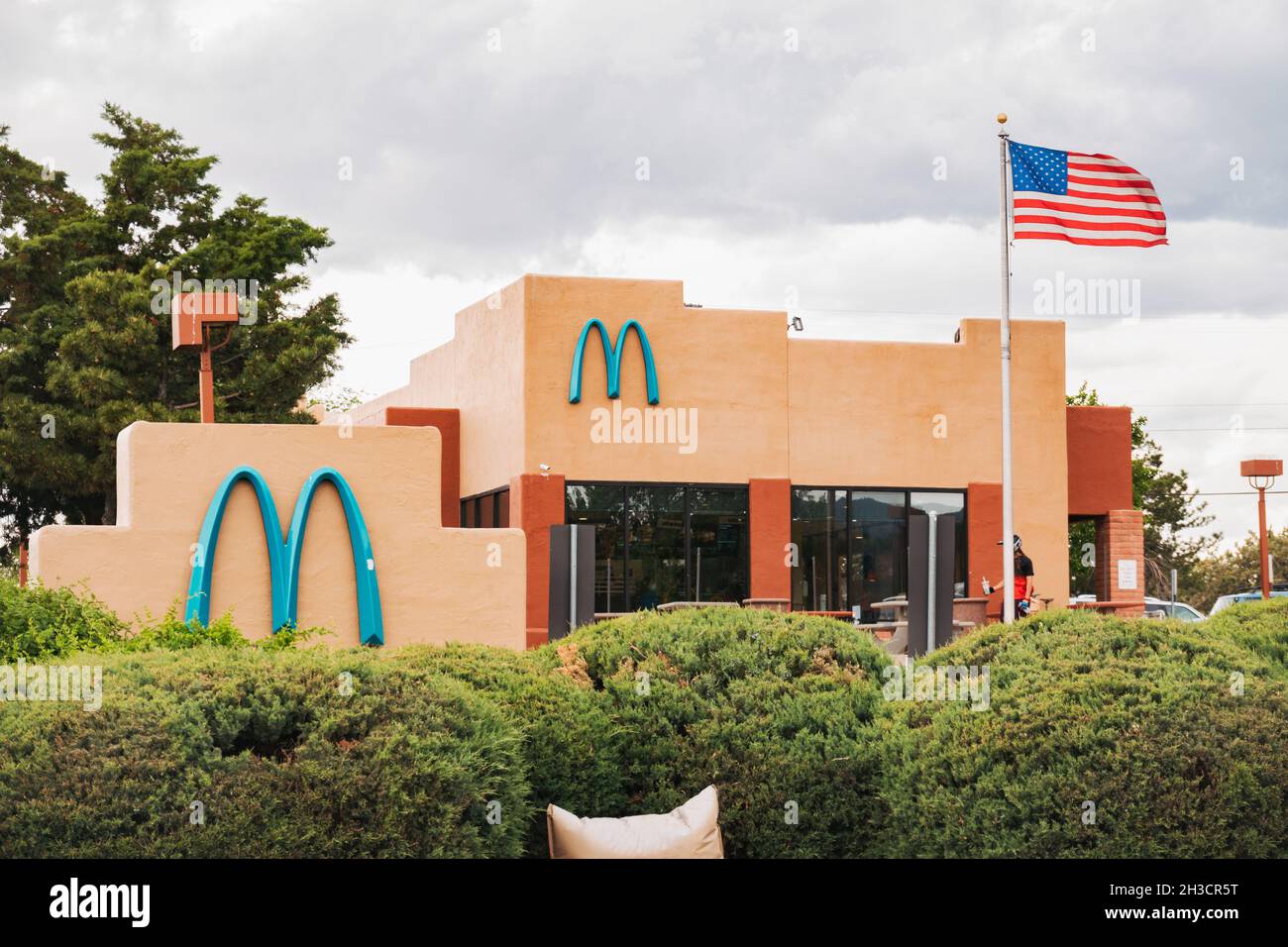 a McDonald's with "blue arches" in Sedona, AZ. Local regulations on