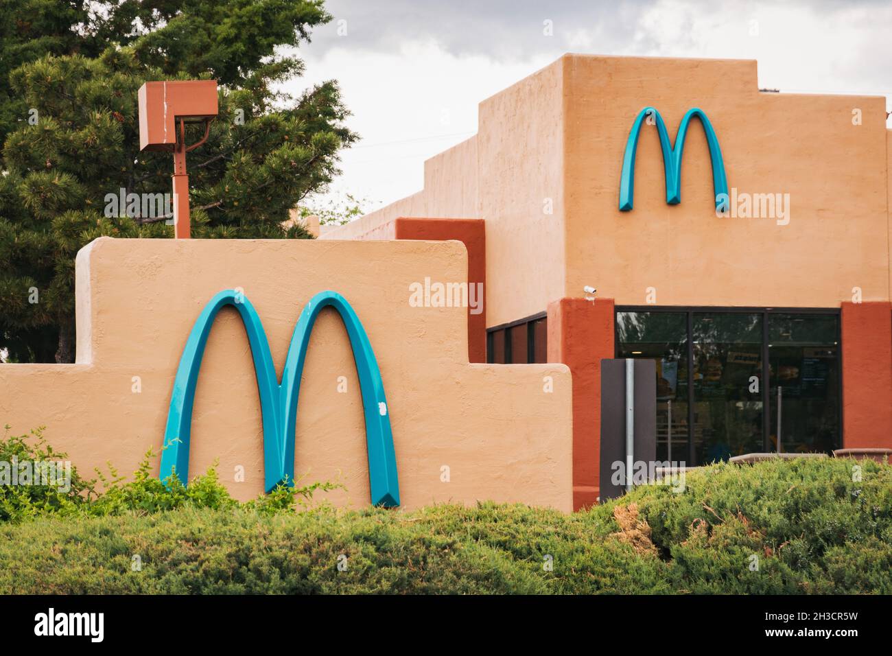 a McDonald's with "blue arches" in Sedona, AZ. Local regulations on
