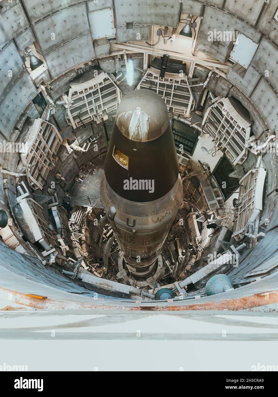 looking down into the Titan nuclear missile silo at the Titan Missile Museum, Tucson, Arizona, USA Stock Photo