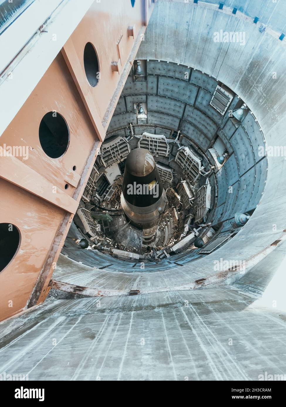 looking down into the Titan nuclear missile silo at the Titan Missile Museum, Tucson, Arizona, USA Stock Photo