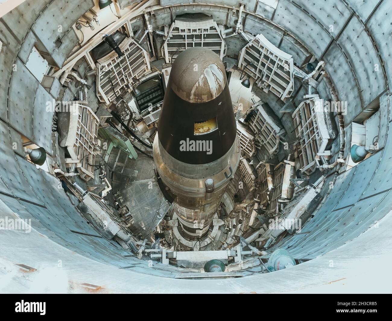 looking down into the Titan nuclear missile silo at the Titan Missile Museum, Tucson, Arizona, USA Stock Photo