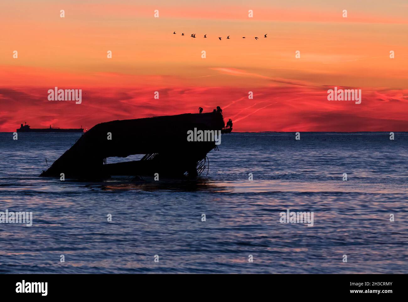 SS Atlantus Concrete ship wreck off Sunset Beach in Cape May New Jersey Stock Photo