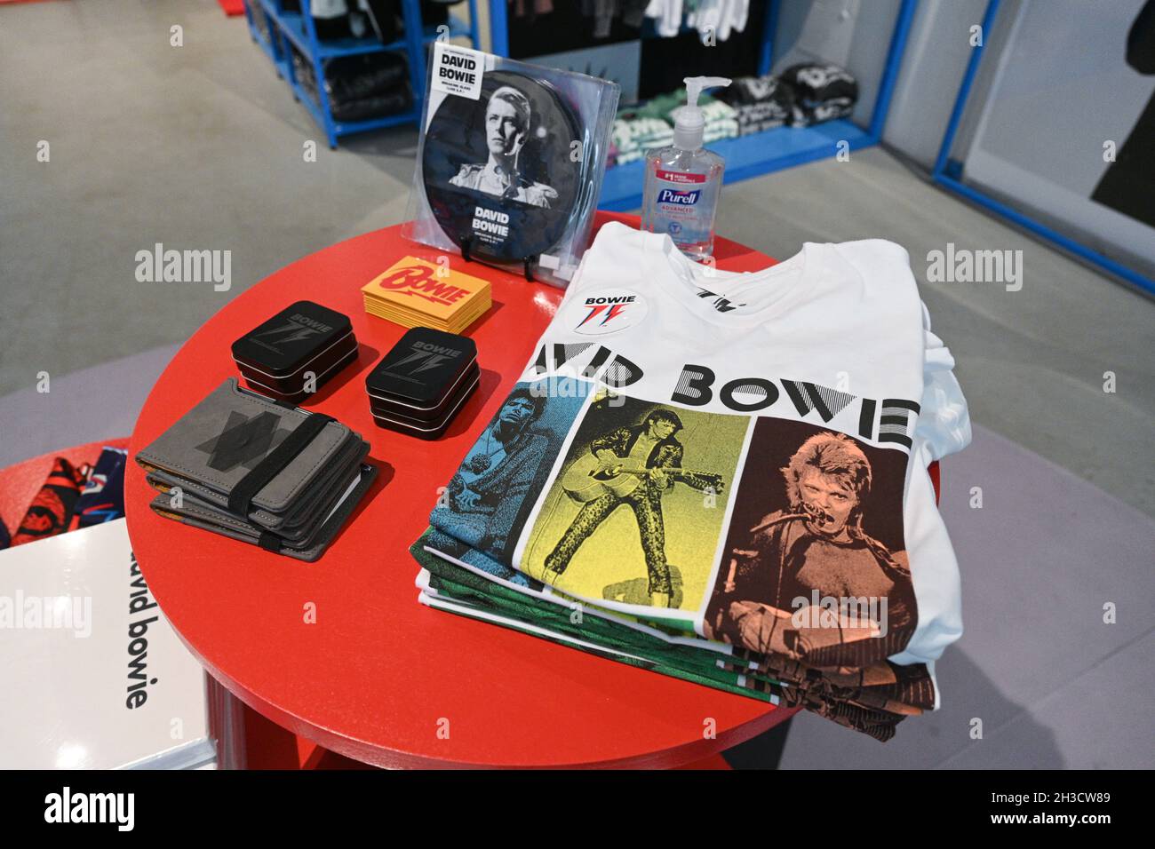 Merchandise on display at the grand opening of 'Bowie 75', the David ...
