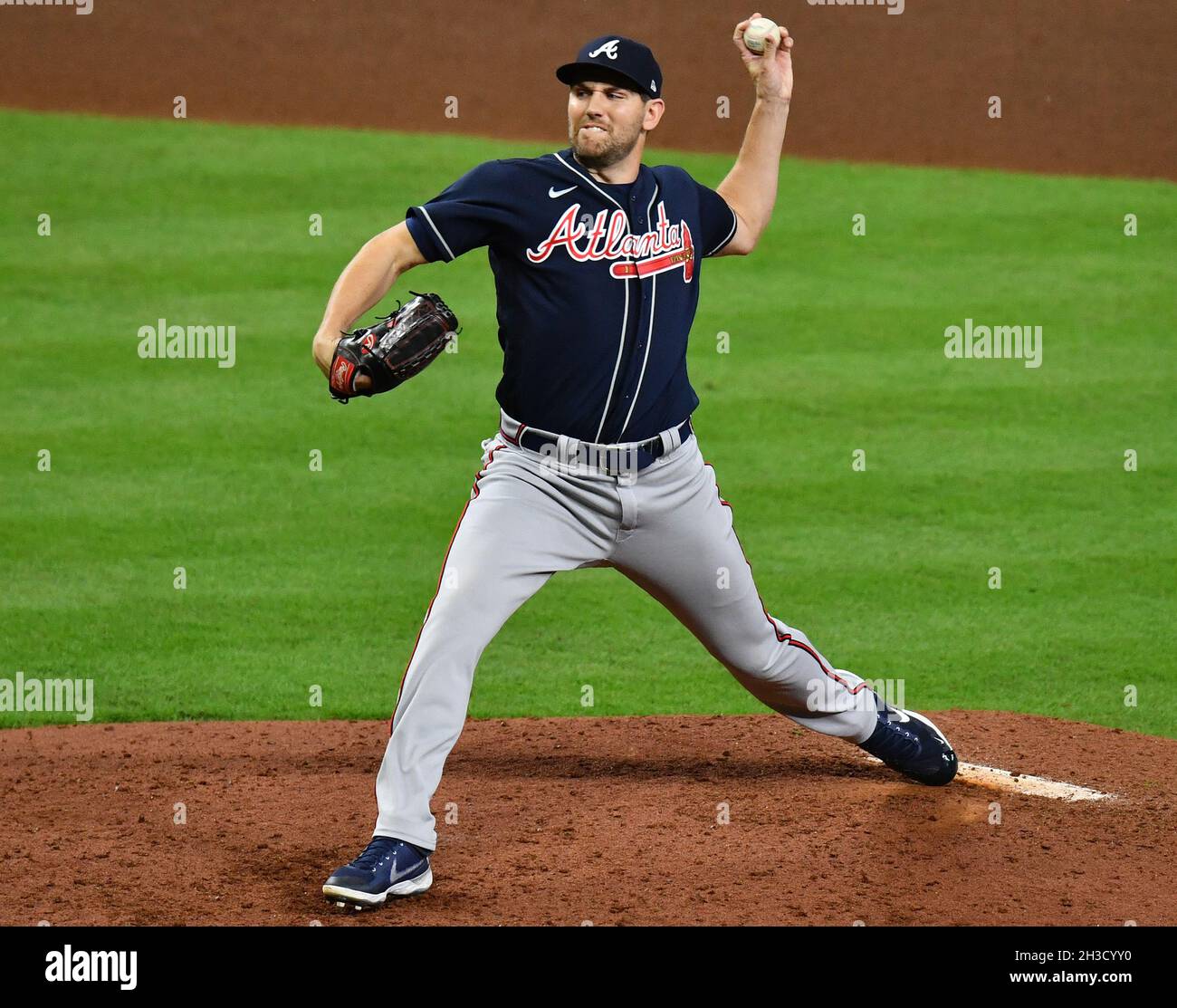 Houston, USA. 27th Oct, 2021. Atlanta Braves relief pitcher Dylan Lee