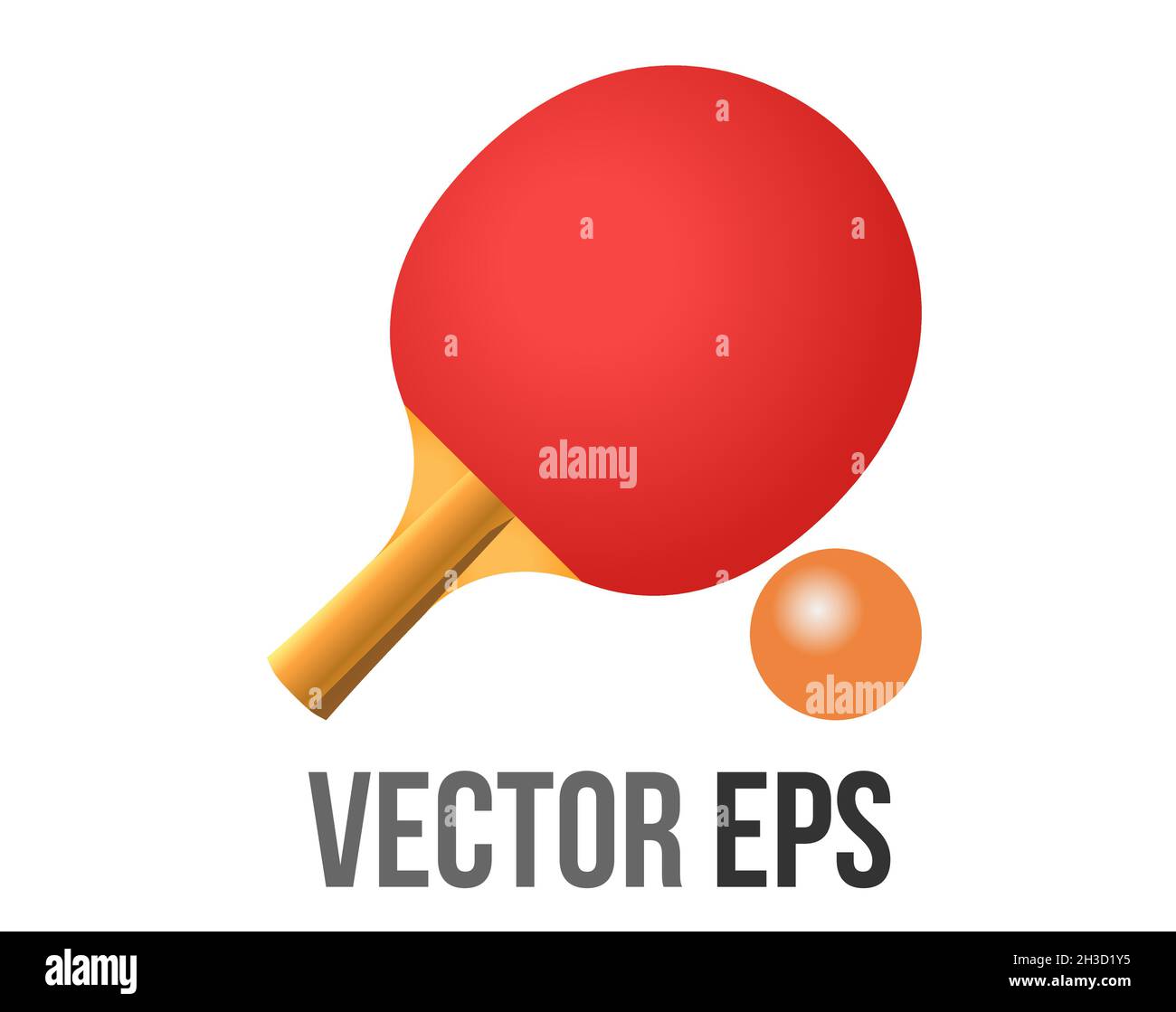 The isolated vector table tennis paddle icon with red rubber surface and ping pong ball Stock Vector