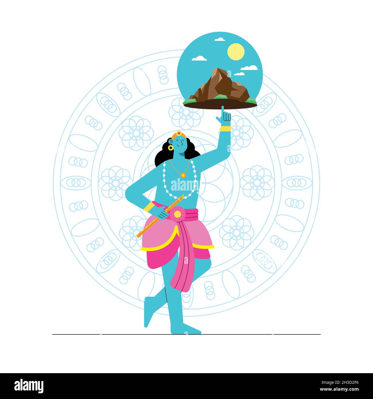 lord krishna lifting mountain character Stock Vector Image & Art Alamy