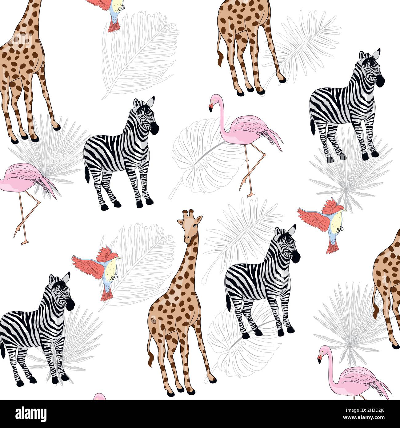 wild animals and leafs pattern Stock Vector Image & Art - Alamy