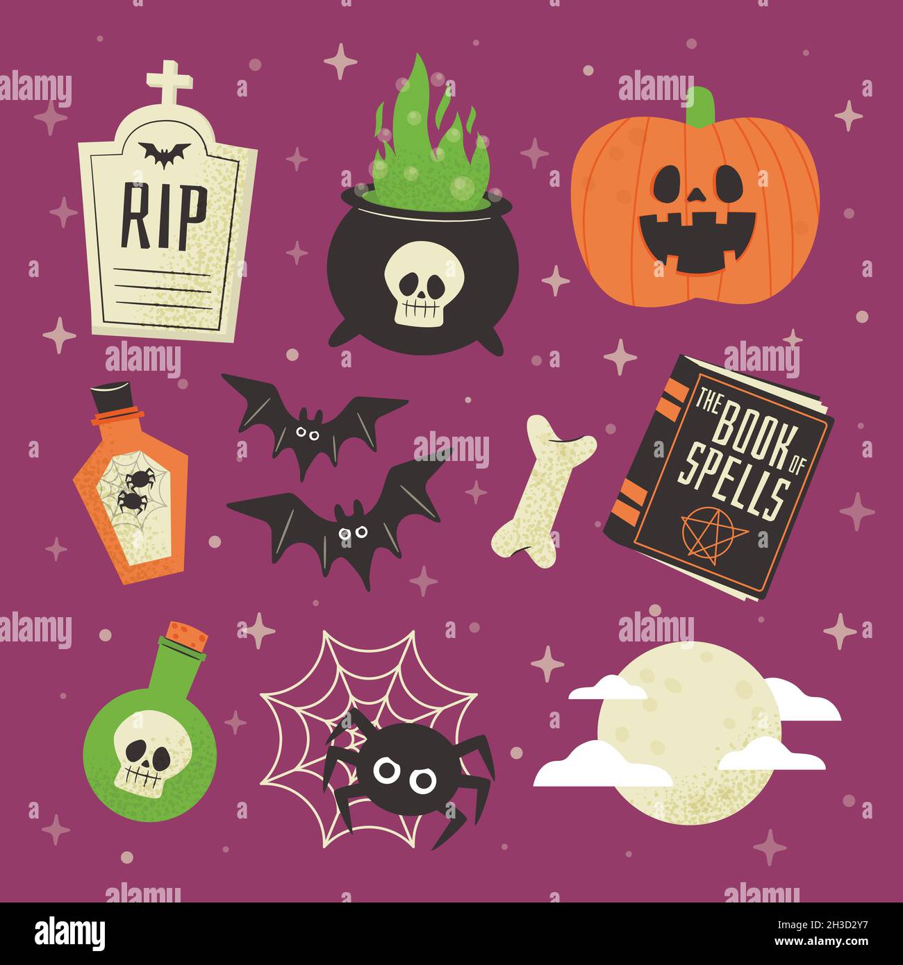 hand drawn halloween element collection design vector illustration ...