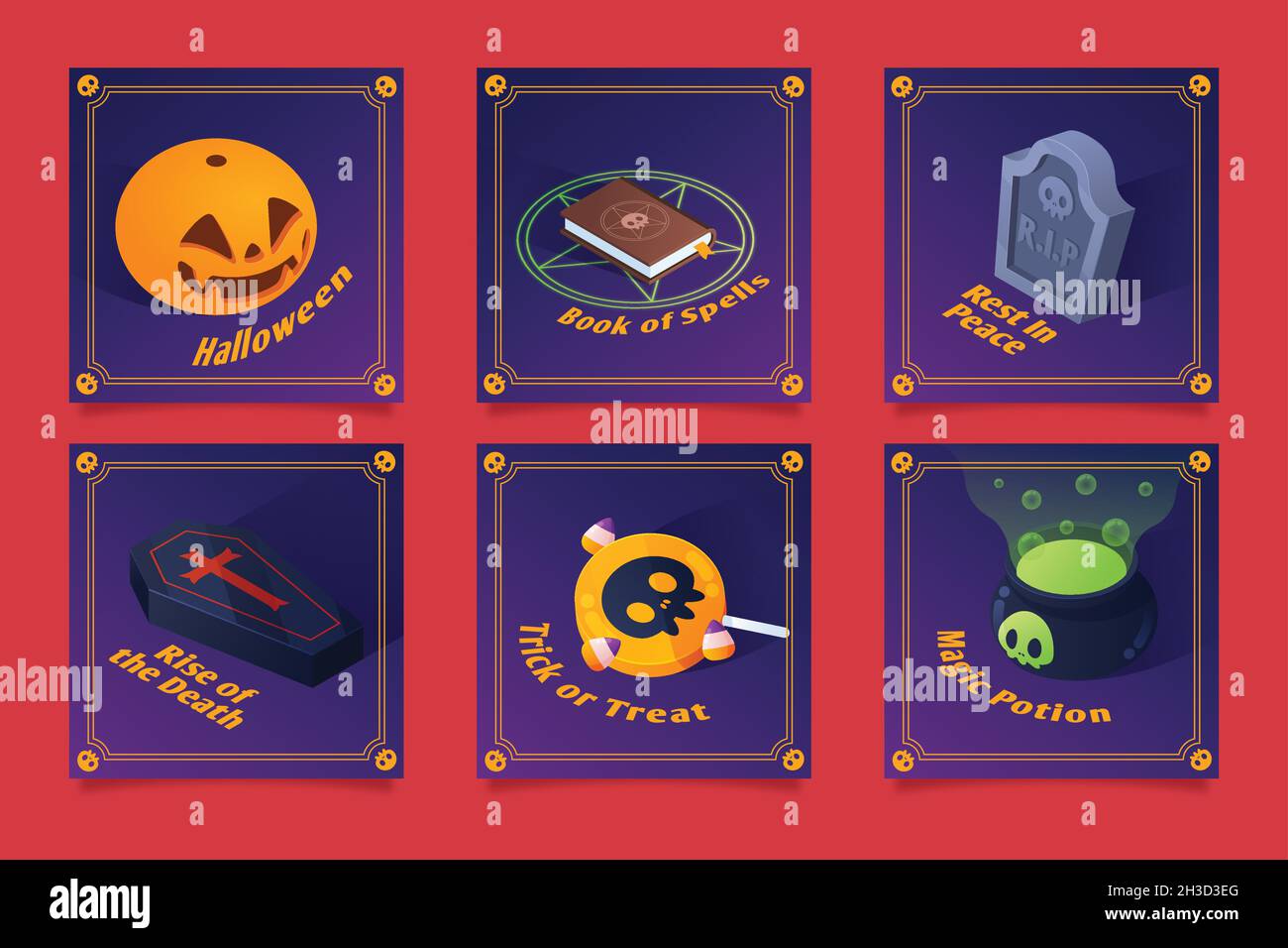 halloween instagram post collection design vector illustration Stock