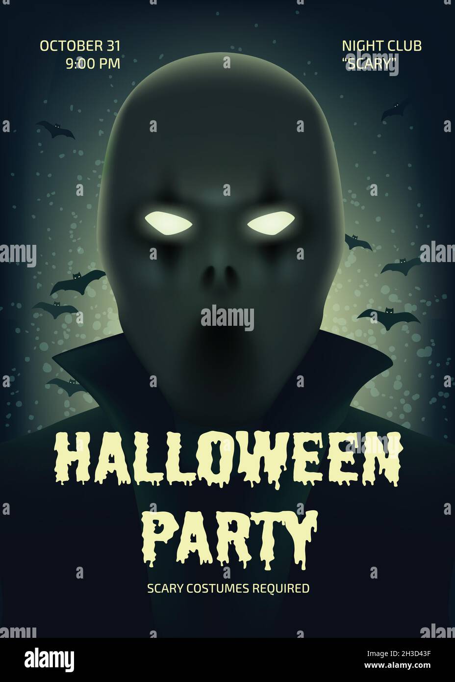 realistic halloween party poster design vector illustration Stock ...