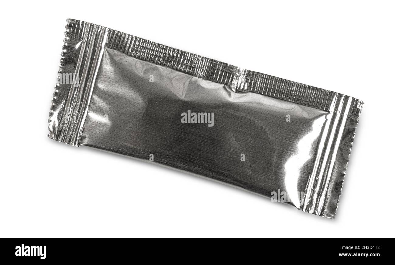 aluminum foil bag package isolated on white background Stock Photo