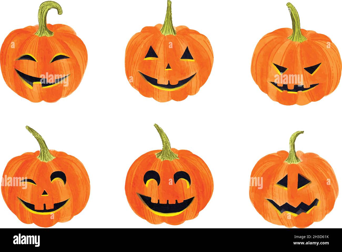 hand drawn halloween pumpkin collection design vector illustration ...