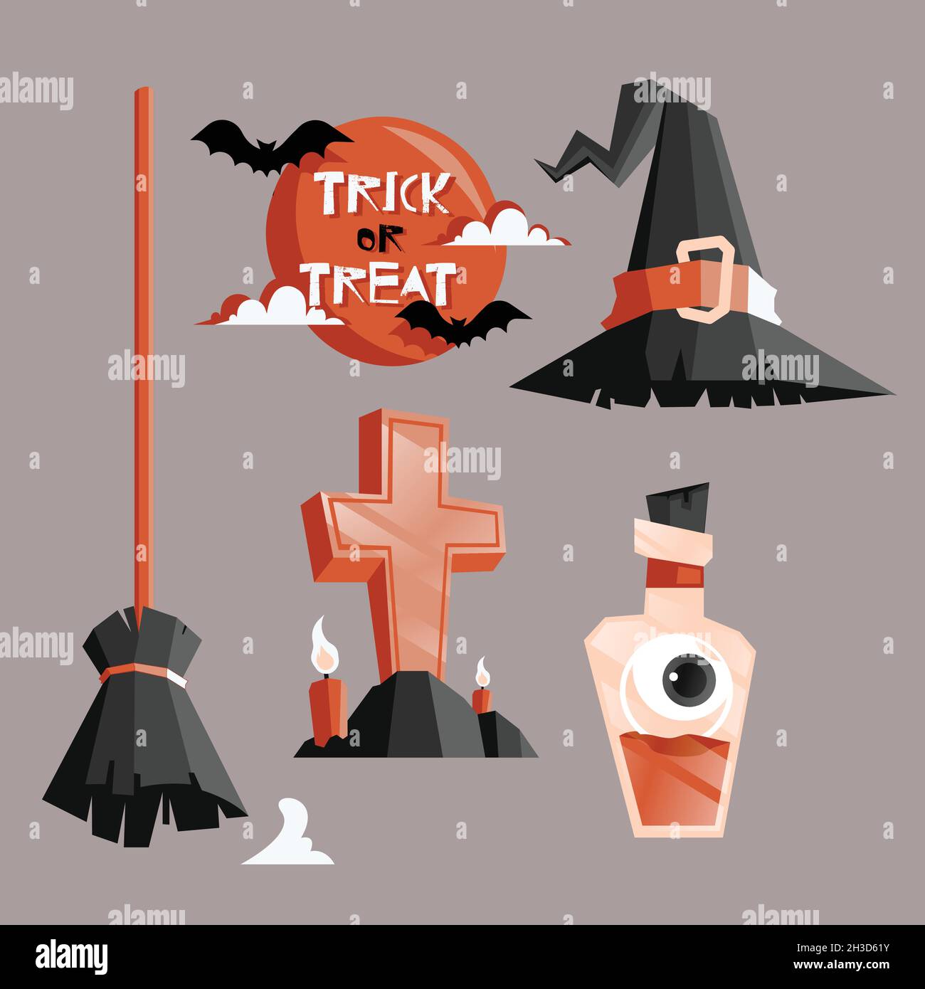flat halloween element collection design vector illustration Stock ...
