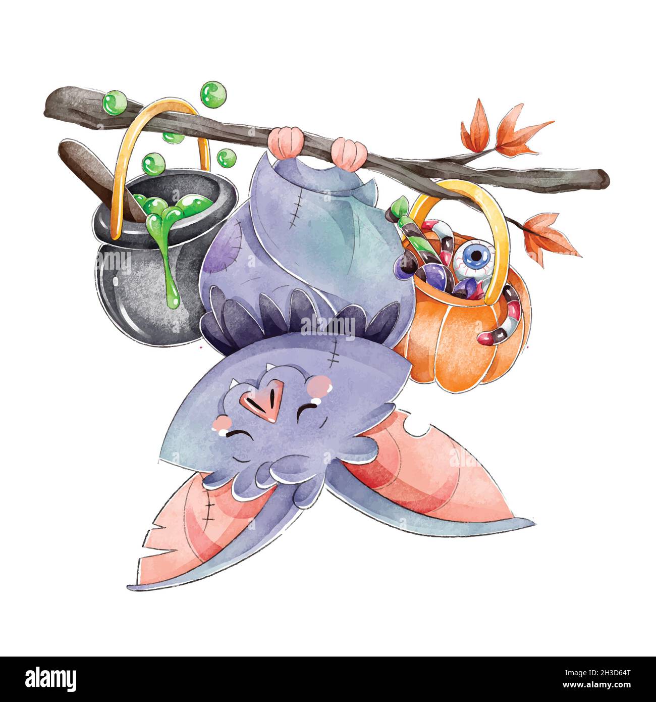 watercolor halloween bat concept design vector illustration Stock ...