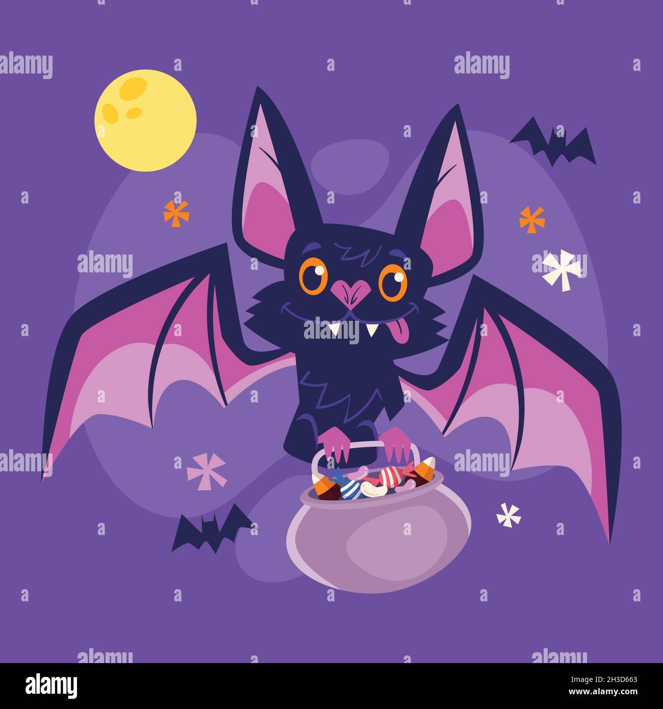 halloween bat flat design vector illustration Stock Vector Image & Art ...