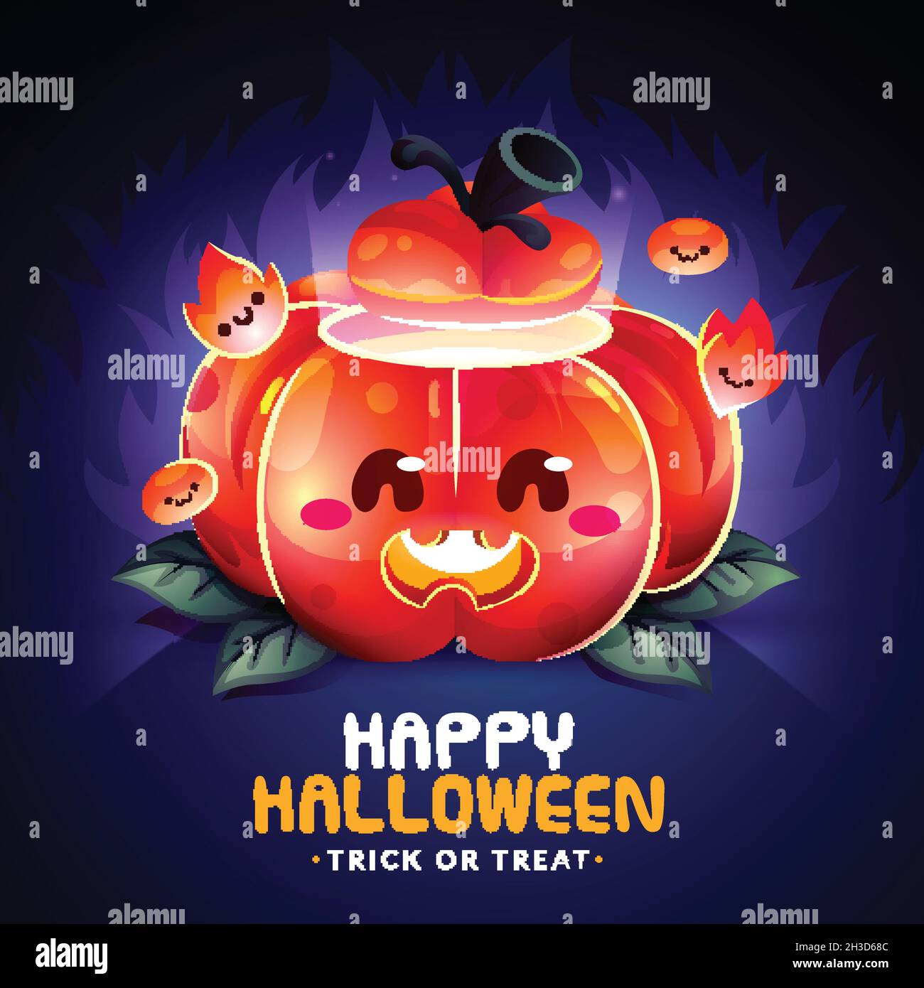 realistic cute halloween pumpkin design vector illustration Stock ...