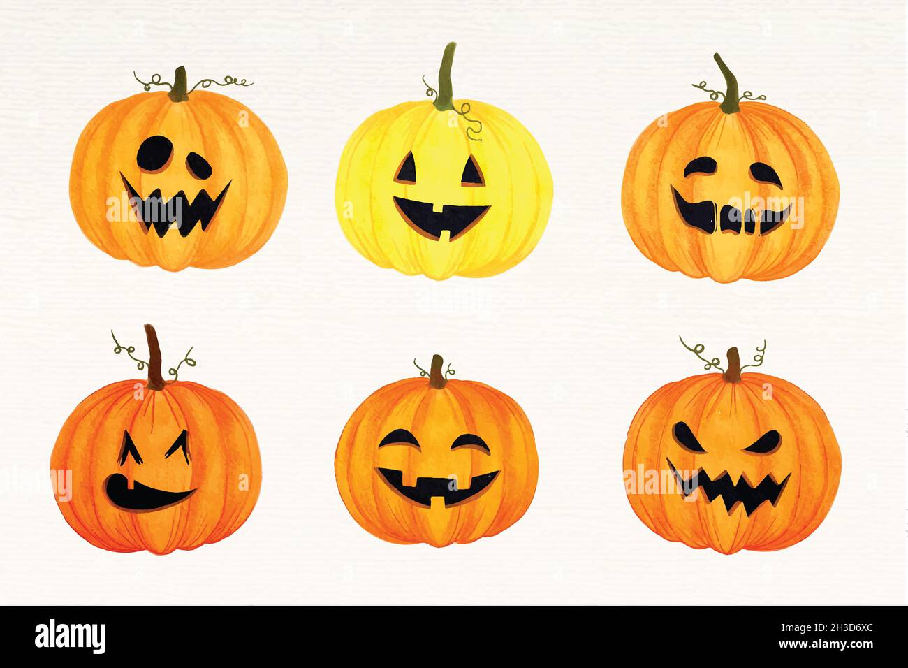 watercolor halloween pumpkin collection design vector illustration ...