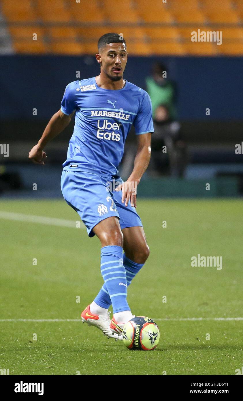 William Saliba of Marseille during the French championship Ligue 1 football match between OGC Nice (OGCN) and Olympique de Marseille (OM) on October 27, 2021 at Stade de l'Aube in Troyes, France - Photo: Jean Catuffe/DPPI/LiveMedia Stock Photo