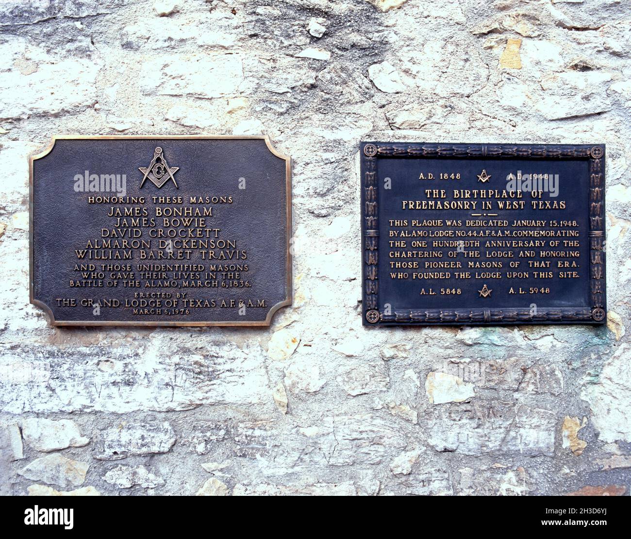 Plaques honouring the Masons, San Antonio, Texas, USA Stock Photo Alamy