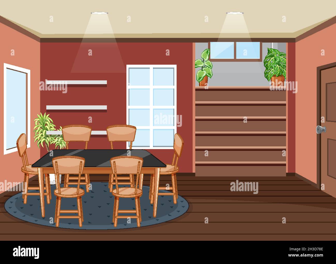 Living room interior design with furnitures illustration Stock Vector ...