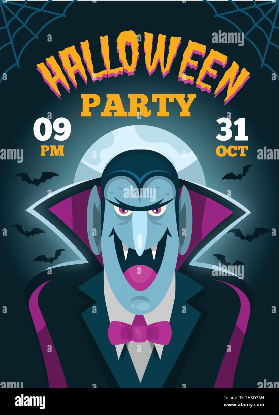 halloween party poster flat design vector illustration Stock Vector ...