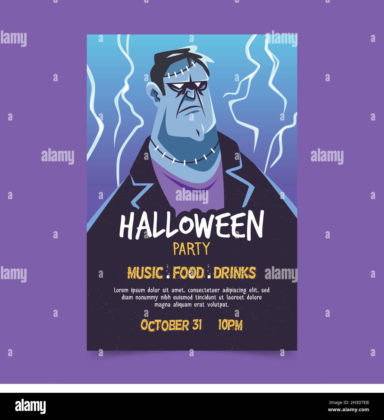 halloween party poster flat design vector illustration Stock Vector ...