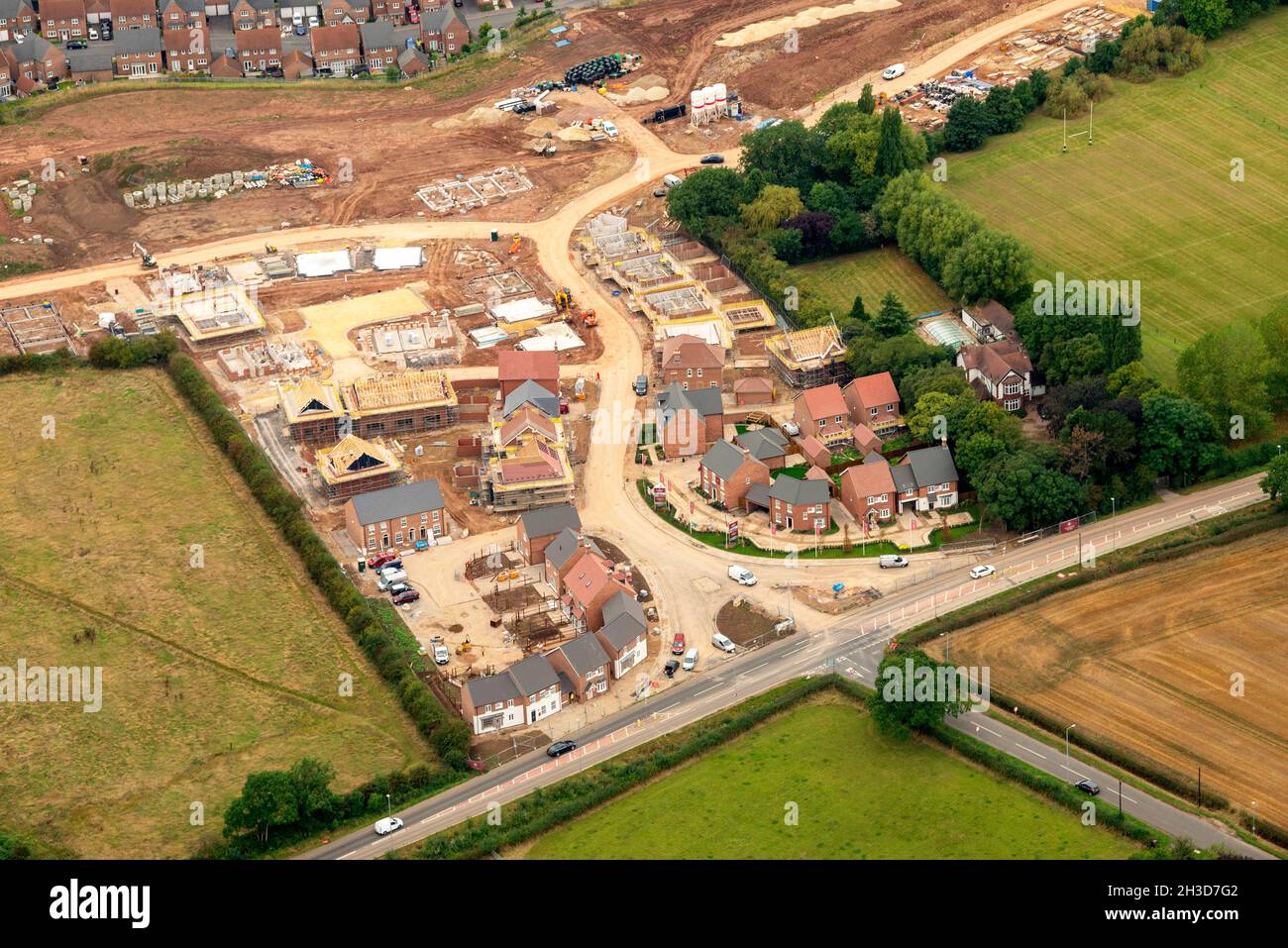 Aerial image of new homes on Mapperley Plains in Nottingham