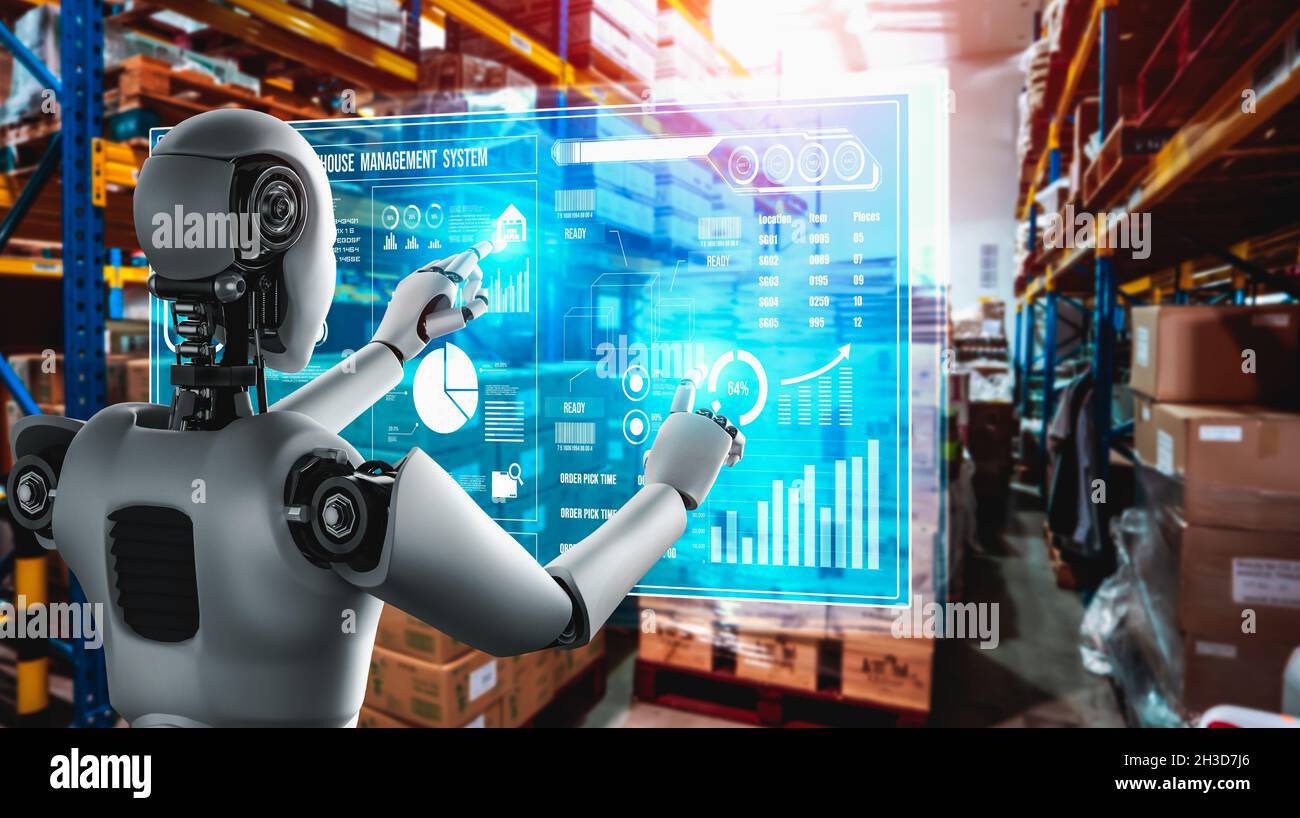 Innovative industry robot working in warehouse for human labor replacement  . Concept of artificial intelligence for industrial revolution and Stock  Photo - Alamy