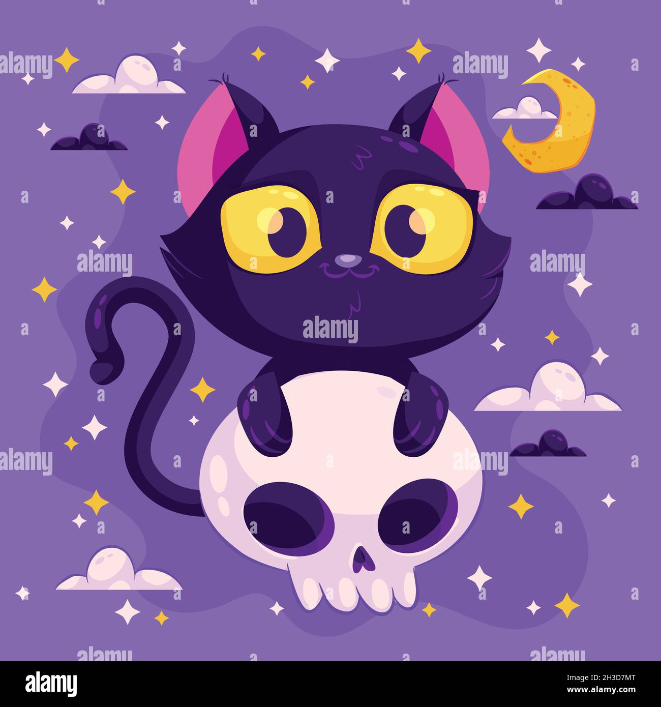 Black cat, halloween icon. Vector illustration, flat design Stock Vector  Image & Art - Alamy