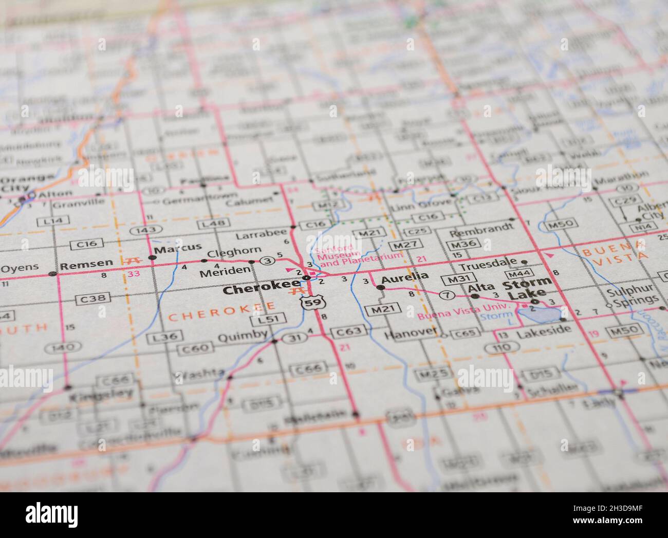 Map of the city of Cherokee, IA Stock Photo Alamy