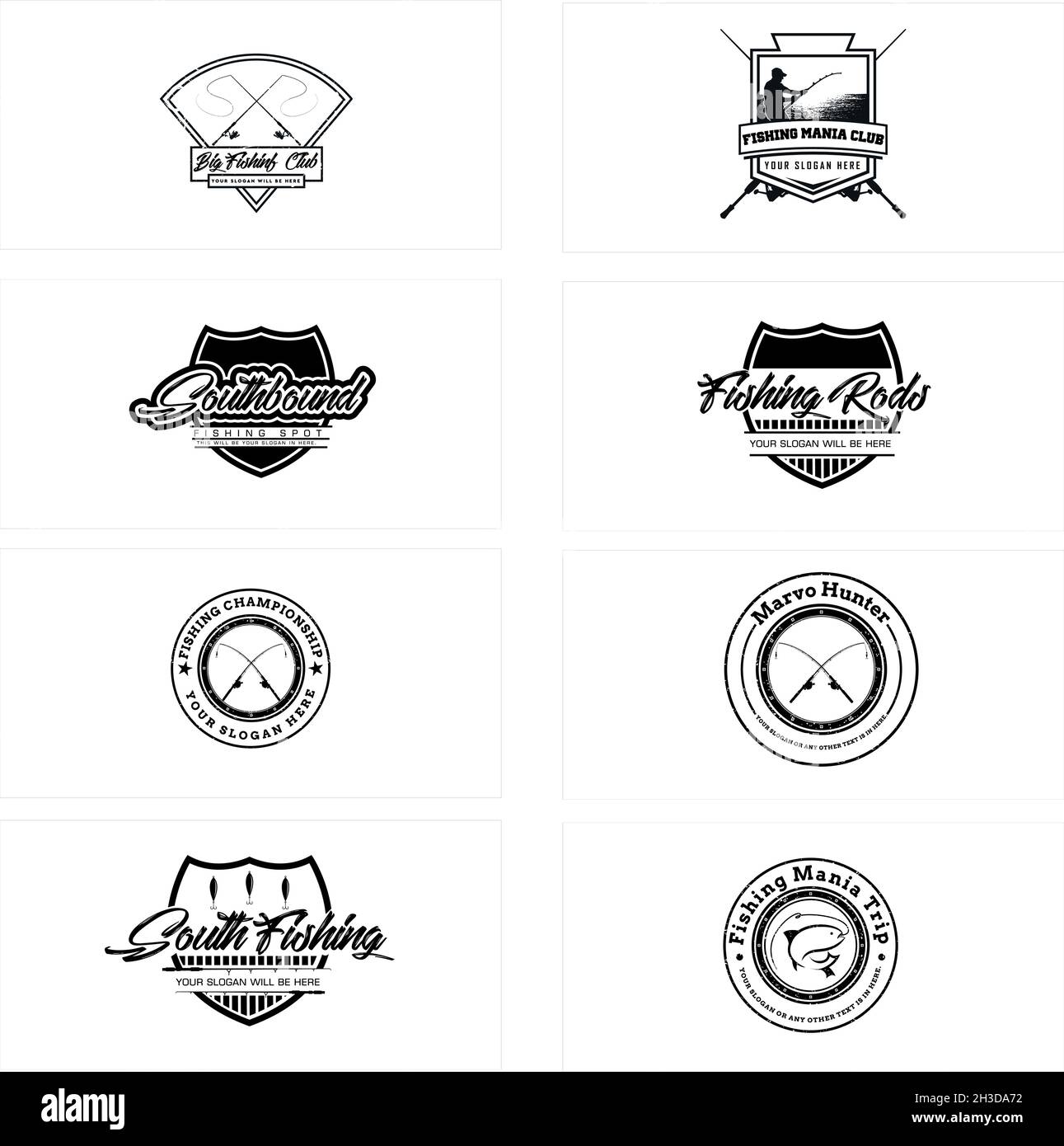 Set of deep sea marlin fishing emblems logo design Stock Vector